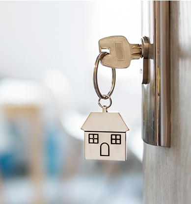 A key in a front door lock